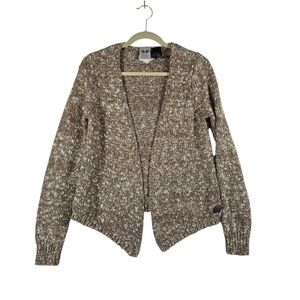 Harley Davidson Cardigan Sweater Womens Large Beige Open Front Fly Away